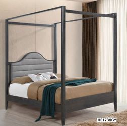 GREY QUEEN SIZE CANOPY BED 