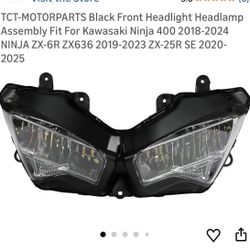 A10 Black Front Headlight Headlamp Assembly Fit For Kawasaki Ninja -2024 NINJA ZX-6R ZX-2023 ZX-25R SE 2020-2025 