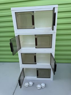 4-Tier Storage Cabinet with Doors – Rolling Organizer