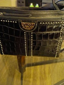 Brighton black  Crocco front organizer crossbody purse