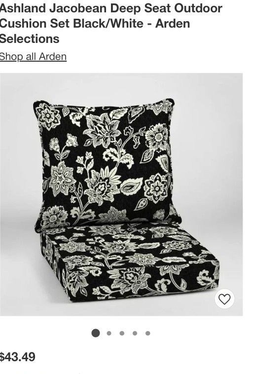 Ashland Jacobean Deep Seat Outdoor Cushion Set Black/White - Arden Selections