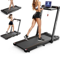 New In Box! Treadmill with Incline, 3 in 1 Under Desk Treadmill Walking Pad with Removable Desk Workstation 3.5HP Foldable Compact Walking Treadmills 