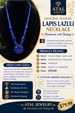 🇦🇫 Genuine Afghan Lapis Lazuli necklace, handmade with.