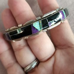 Navajo Signed Vintage Inlay Cuff 