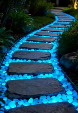 Blue Glow in the dark decorative pebbles