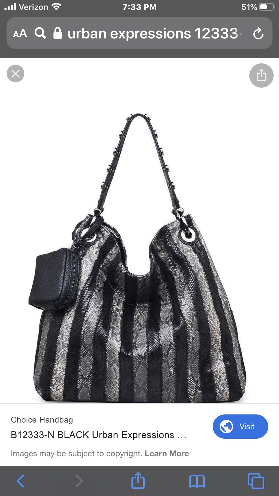 NEW URBAN Expressions Blk Gray and Amara Snakeskin purse