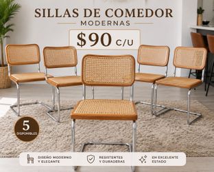 Set of 5 Modern Rattan Dining Chairs – Excellent Condition