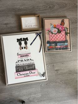 Set of 3 Fashion Themed Wall Art Decor