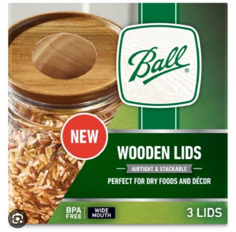 Ball Wooden Lid 3 Pack  Wide Mouth And Regular Size Available 