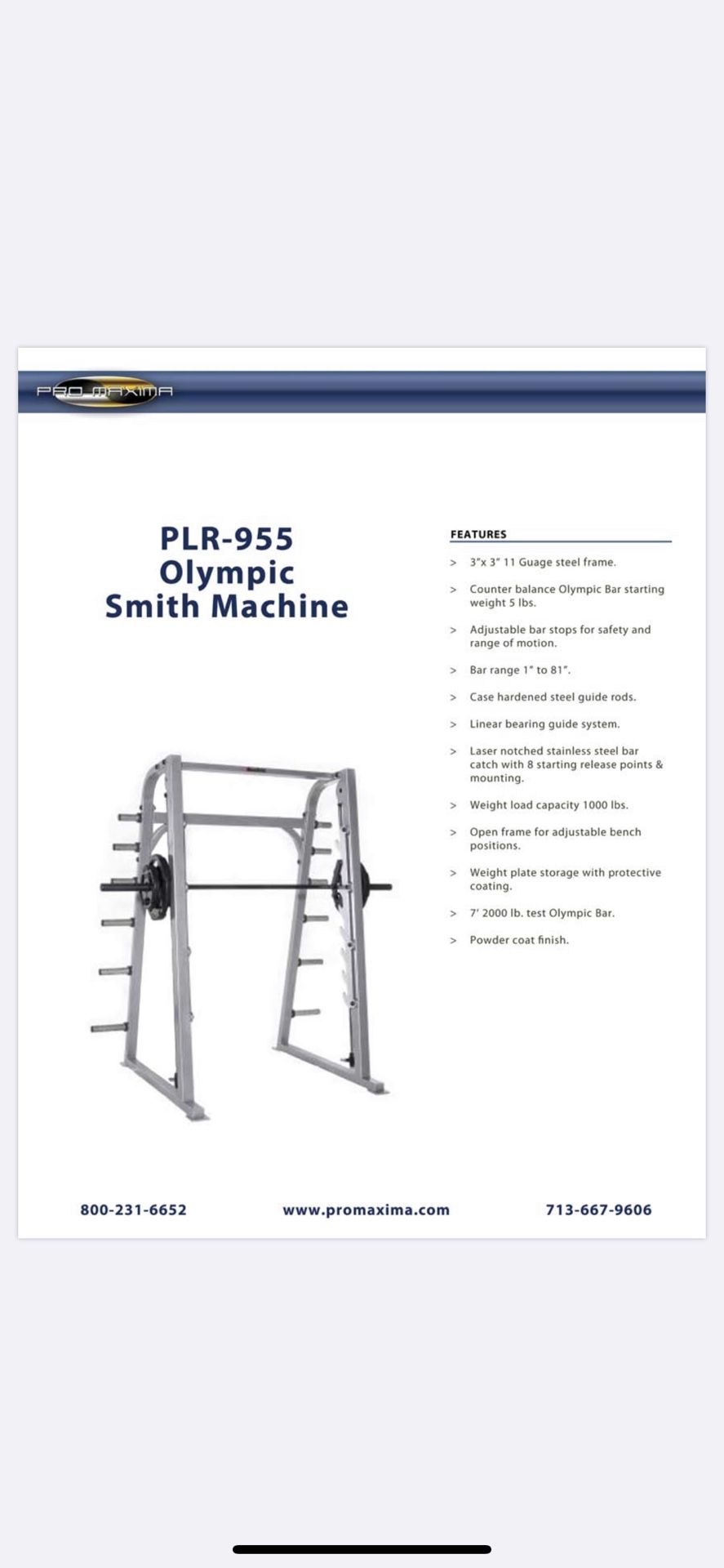 Pro Maxima PLR-9555 Olympic Smith Machine. Commercial