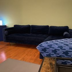 Blue Velvet Chaise Couch