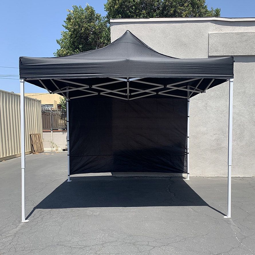 $100 (Brand New) Heavy-duty 10x10 ft canopy with (1 sidewall) ez popup party tent w/ carry bag (red, blue) 