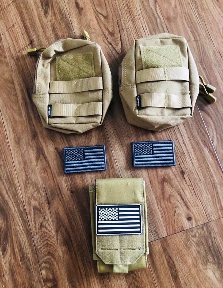 Tactical Waist Belt Bag Camping Military Small Pouches with USA Flag patches
