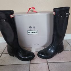 Hunter WOMEN Black GLOSS boots Sz 11 Us