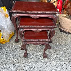 Antique 3 Piece Solid Wood Side Tables