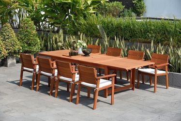BRAND NEW 9 Piece Rectangular Extendable Dining Set | 100% FSC Certified Solid Wood | Ideal Furniture Set for Outdoor