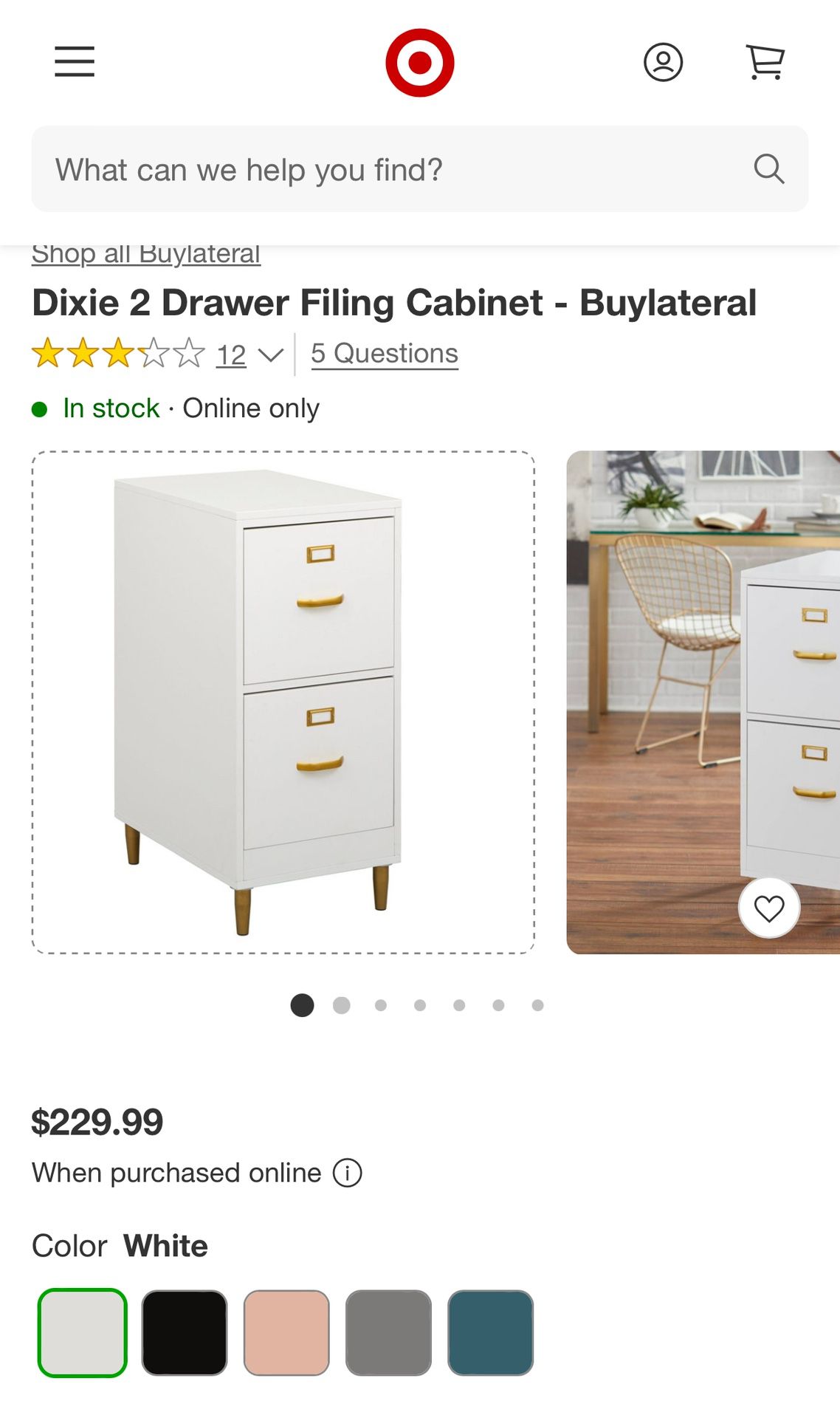 Dixie 2 drawer filing cabinet