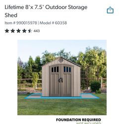 Lifetime Outdoor Shed 8’x7.5’ 