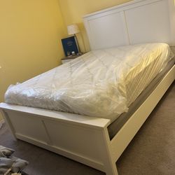 White Bed Frame With Mattress & Box Spring