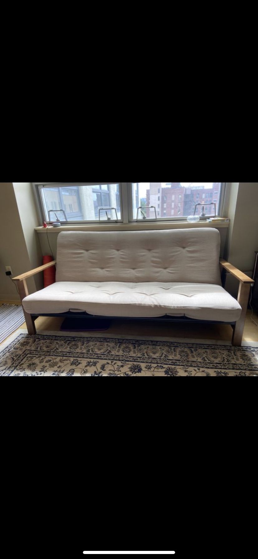 Wood Arm Futon w/ 6” Coil Mattress