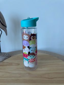 Squishmallows Clear Water Bottle with Straw Lid