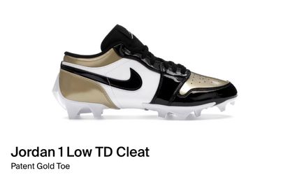 Nike Air Jordan 1 Low TD Cleats Patent Gold Toe FJ6245 701 Size 8.5