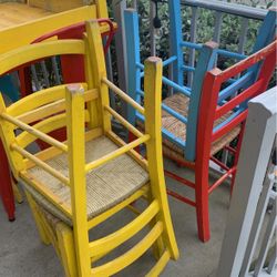 Table 20 And 45/50 Chairs Italian ,Colorful Wooden 