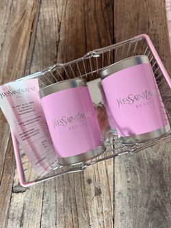 YSL Beauty LOVE 24/7 Bodega PR Kit – Pink Wire Basket + 2 Tins – EMPTY
