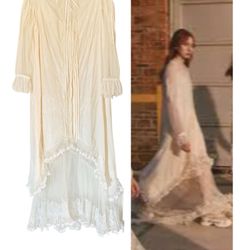 Rare Tory Burch Camila long maxi white Lace ruffled long sleeve Dress gown Sz 12