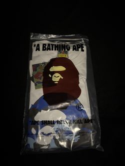 BAPE Color Camo By Bathing Tee shirt white/blue NEXT DAY SHIPPING SIZE S