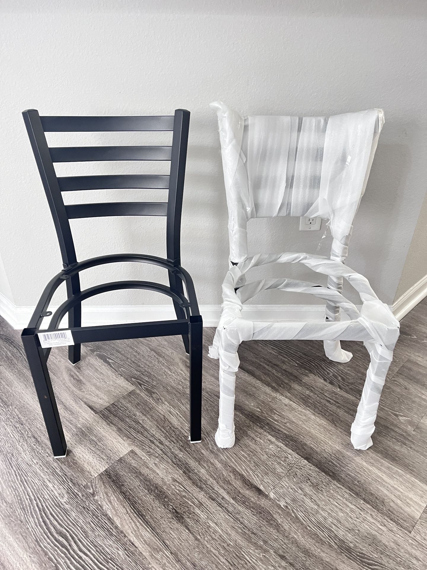 2 Black Metal Chairs