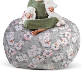 Creative QT Stuff ’n Sit Extra Large 38’’ Bean Bag Storage Cover for Stuffed Animals & Toys, Giant Beanbag Chair Kids, Ages 3-14, Bedroom Organizer Ho