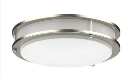 Dymond 10 in. Modern Double Ring Selectable LED Flush Mount Ceiling Light Fixture Brushed Nickel For Kitchen Bedroom Laundry