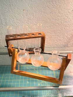 Wood & Glass Plant Propagation Stations – Set of 2