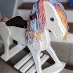 Custom Hand Painted Rocking Horse (New Handmade Mane)