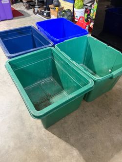 Four (4) bins, totes, storage organizer