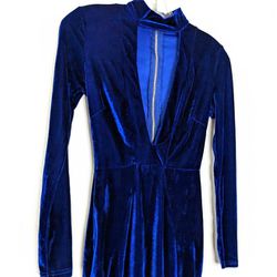 Sexy Velvet Royal Blue Dress S