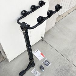 (New in Box) $65 Tilt Folding 3-Bike Mount Rack Bicycle Carrier 2” Hitch 110lbs Max w/ No-Wooble U Bolt & Straps 