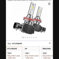 H11 H8 Headlight Bulbs 12000 Lumens 300% Brighter Cool White 6500K CSP Chips Fanless Conversion Kit, of 2