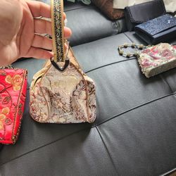 White And Gold Floral Purse