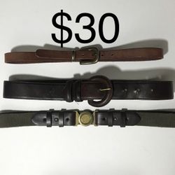 Three Leather Woman’s Belts Dockers Vintage Genuine 