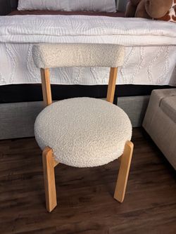 Boucle Accent Chair with Wood Legs