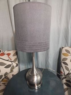 Table Lamp with Gray Drum Shade