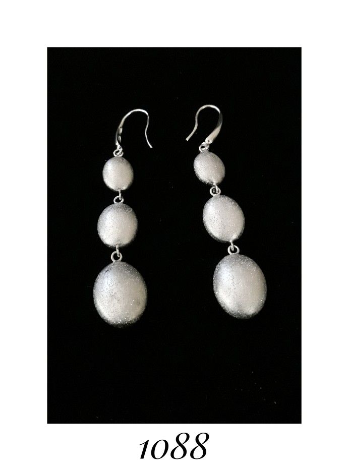 2.8" Sterling Silver Constellation 3-Bead Drop Dangle Earrings. CHARLES GARNIER of Paris, Made in Peru
