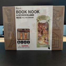 Rolife Falling Sakura Book Nook DIY Kit (New, Box Tear)