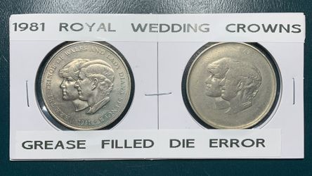 Prince Charles & Lady Diana Royal Wedding Struck Thru Grease Error Coin - $50