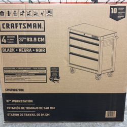 CRAFTSMAN 37-in L x 36.5-in H 4 -Drawers Rolling Black Wood Portable Work Bench with Two Keys