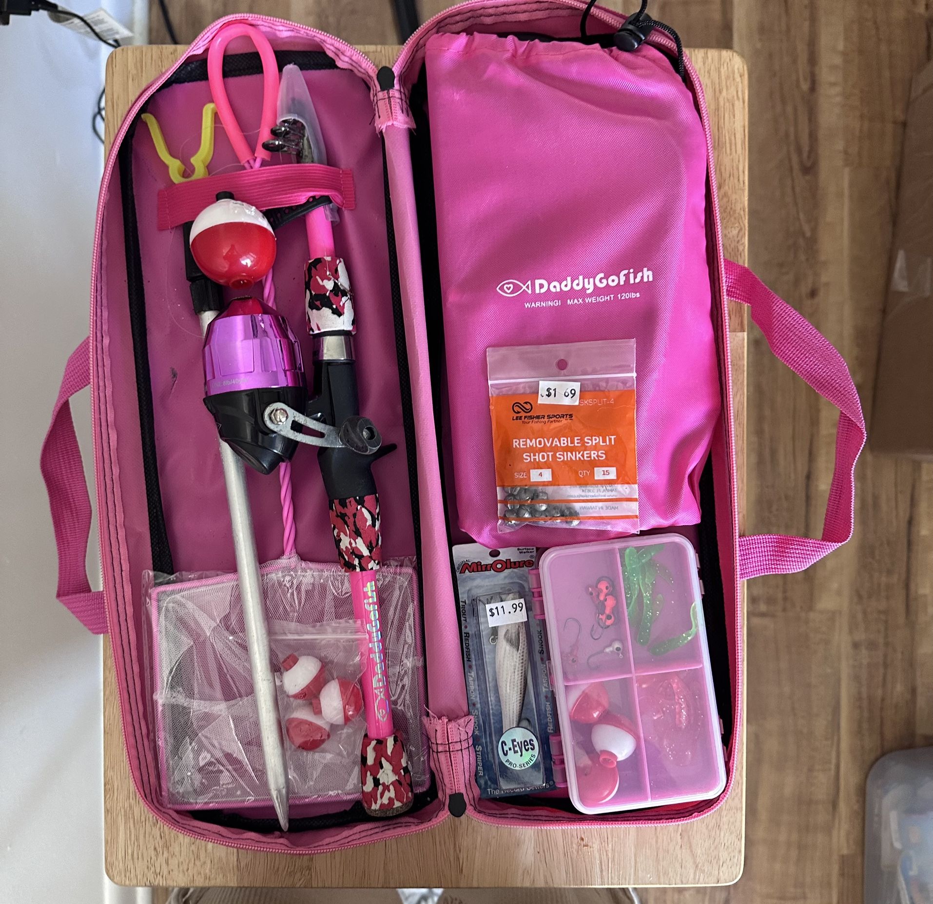 DaddyGoFish Telescopic Rod & Reel Combo with Collapsible Chair for Kids Fishing Accessories