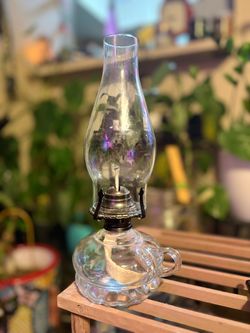 Vintage Clear Glass Oil Lamp