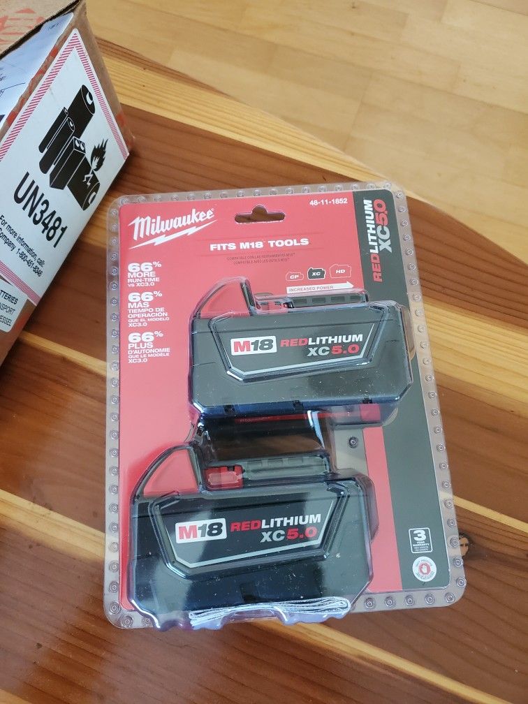 M18 18-Volt Lithium-Ion XC Extended Capacity 5.0 Ah Battery Pack (2-Pack)